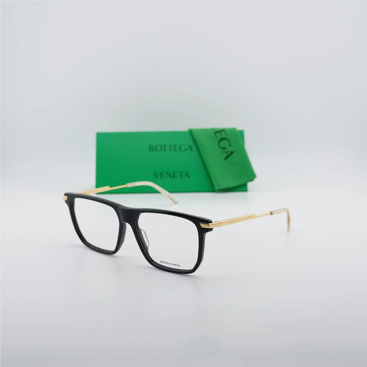 BV1071O 001 Black/gold 56mm Eyeglasses by Bottega Veneta