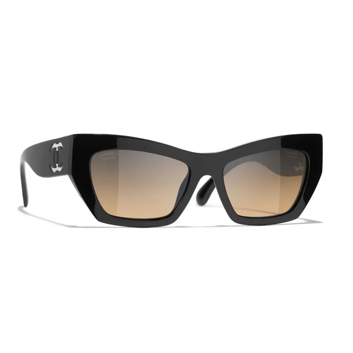 Chanel Sunglasses ch5527A 501/W1 Gloss Black Clear CC Logo Polarized W/case