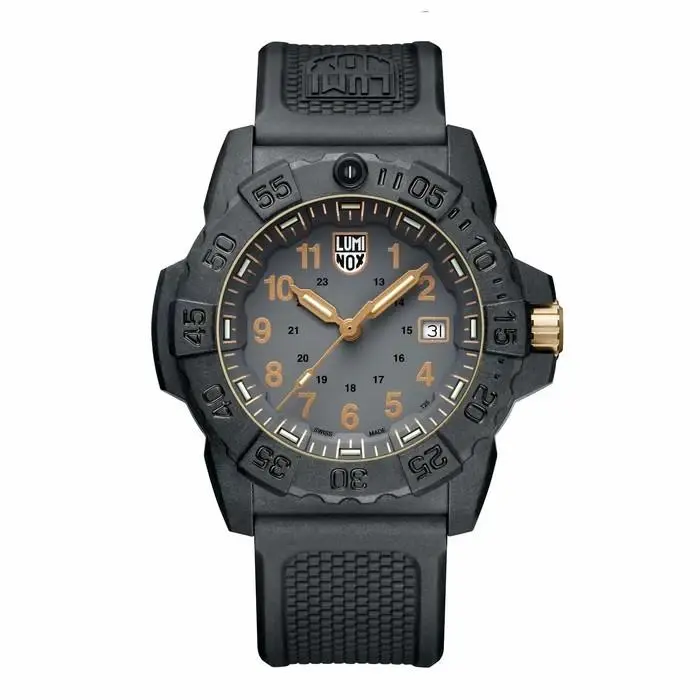 Navy Seal 3508 Gold XS.3508.GOLD 45mm Carbonox Rubber Strap Swiss Made by Luminox