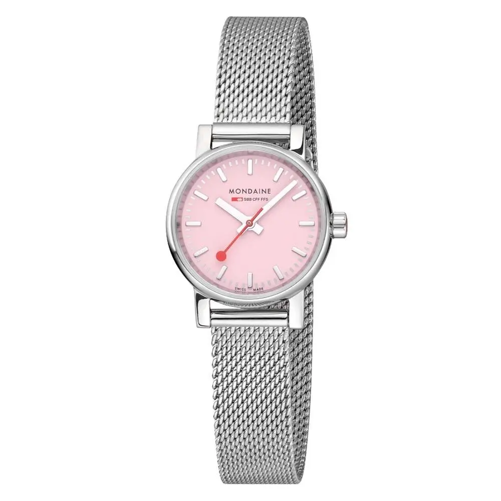 MSE.26130.SM EVO2 Mesh Steel Pink Dial 24 mm Quartz Women`s Watch by Mondaine