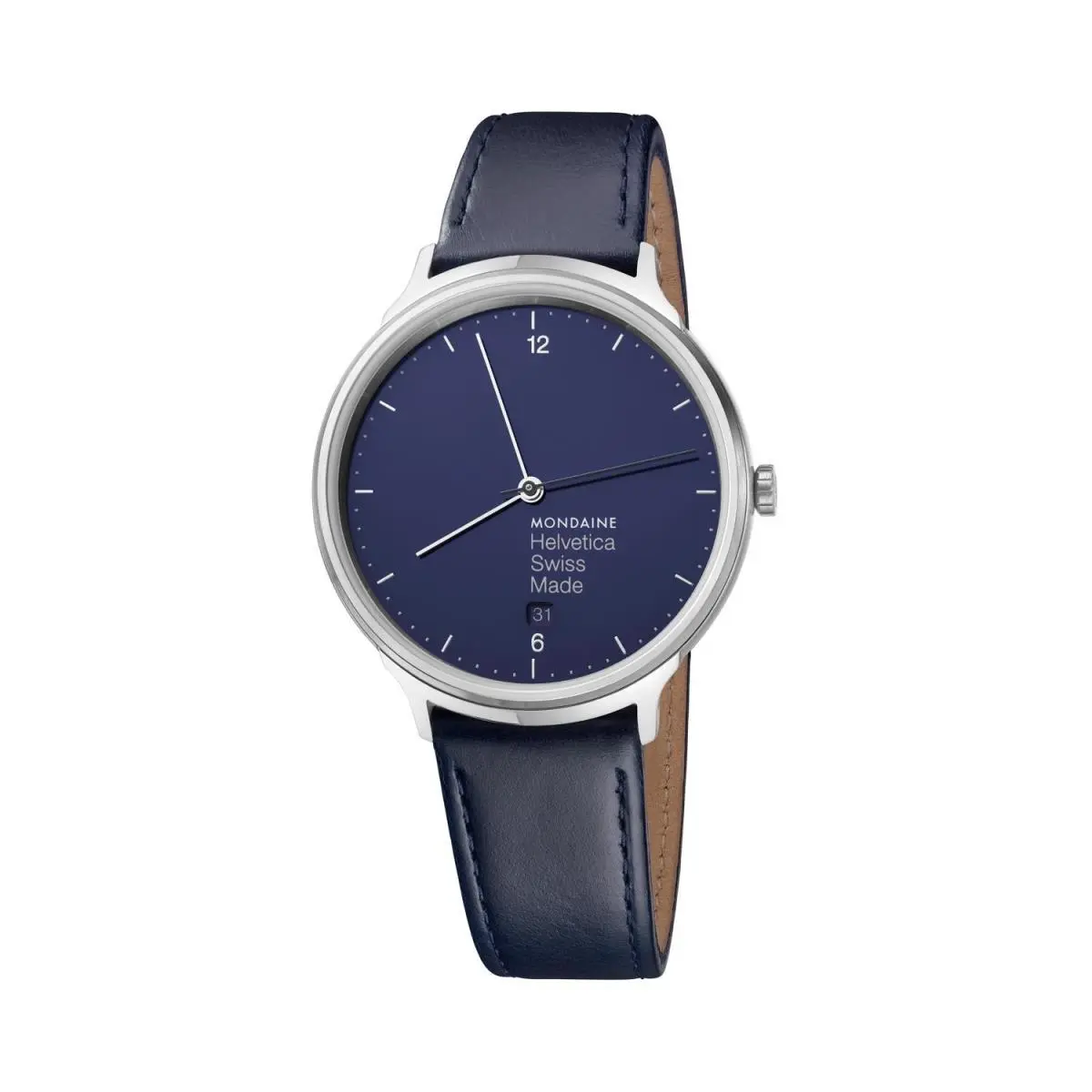 Helvetica No 1 Wrist Watch MH1.L2240.LD Blue Leather by Mondaine