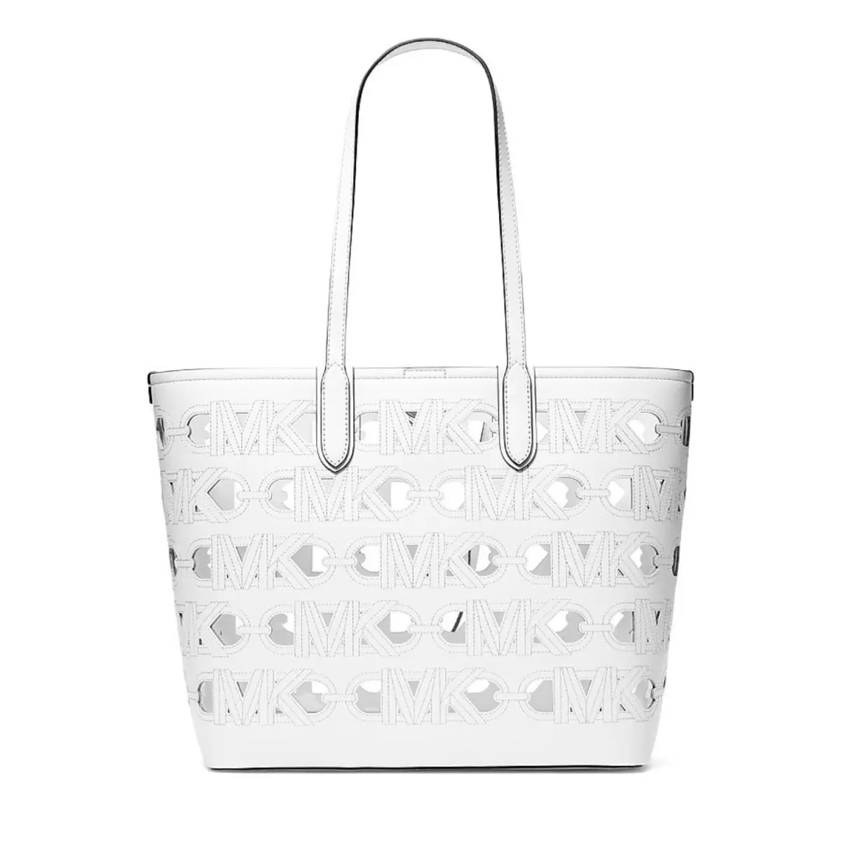 Michael Kors Eliza Tote Bag Womens OS White Large East West Open Handbags DAC101 - Exterior: Optic White, Handle/Strap: White