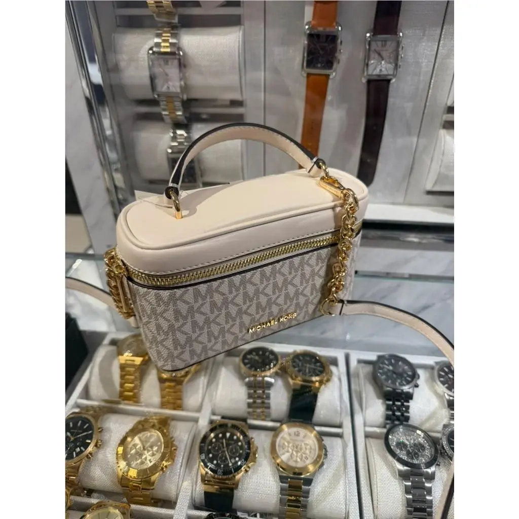 Vivi Small Handbag Purse Vanity Adjustable Crossbody Bag Shoulder Light Cream Multi by Michael Kors