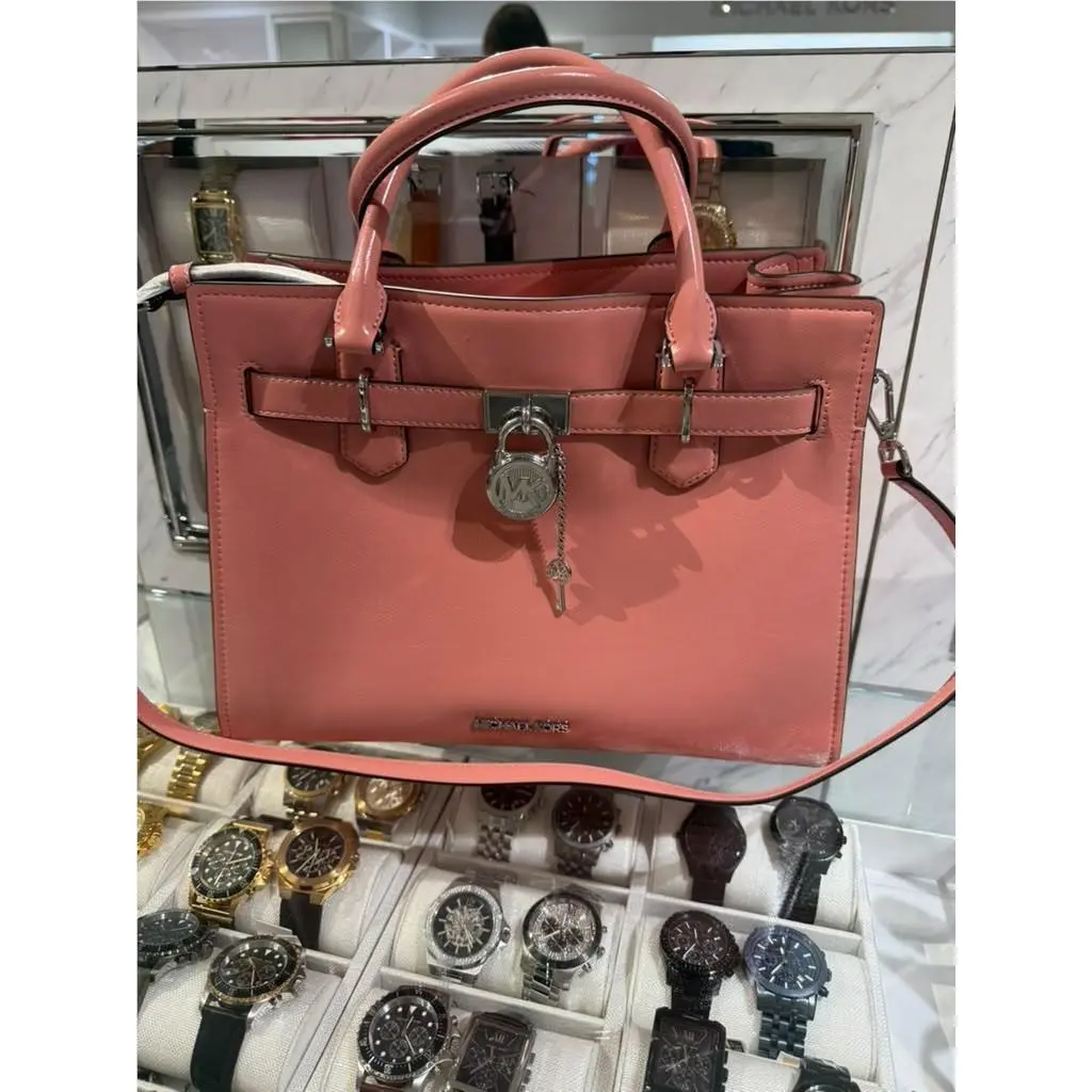 Hamilton Womens Medium Satchel Top Handle Crossbody Bag Sunset Rose by Michael Kors