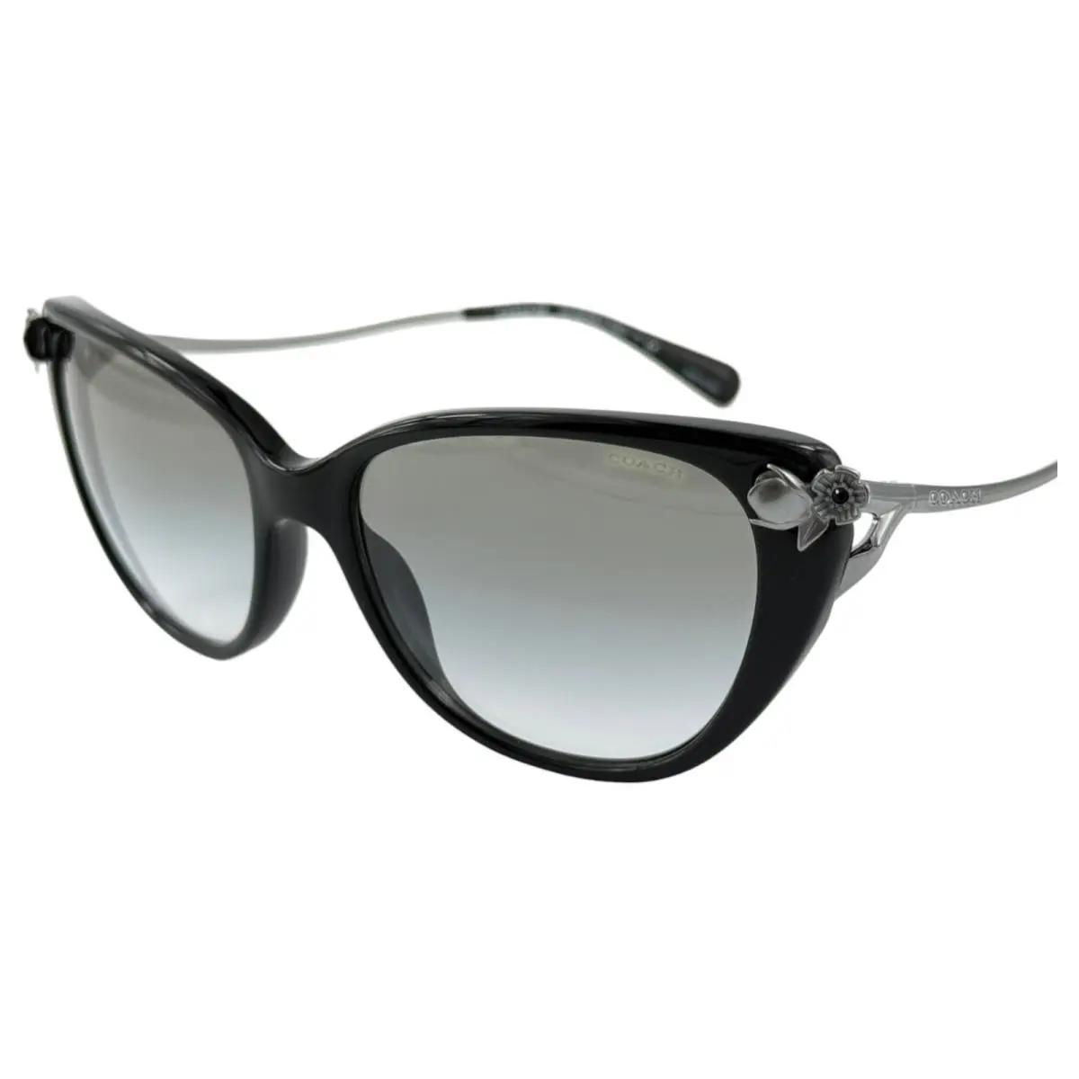 HC8242B L1021 Womens Plastic Sunglass 50028E Black 55-16 Gray Grad w Case by Coach