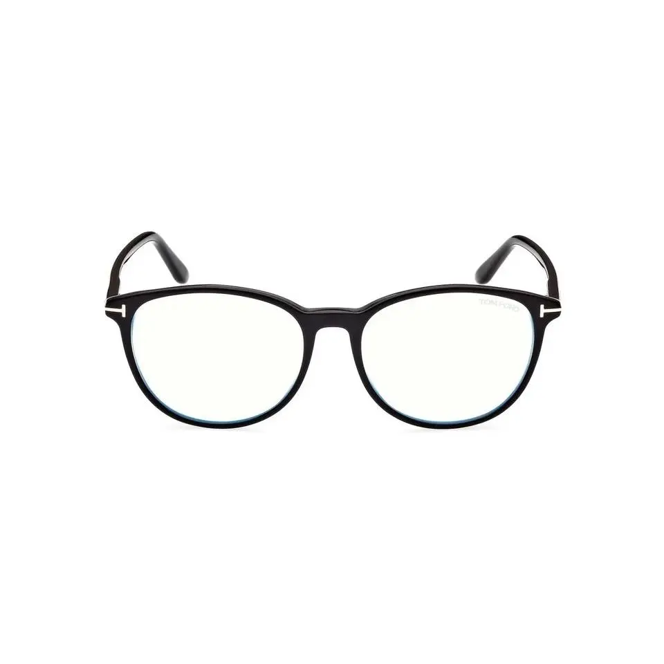 Eyeglasses TF5810-B 001 Round Shiny Black/gold Accents 53-16 by Tom Ford
