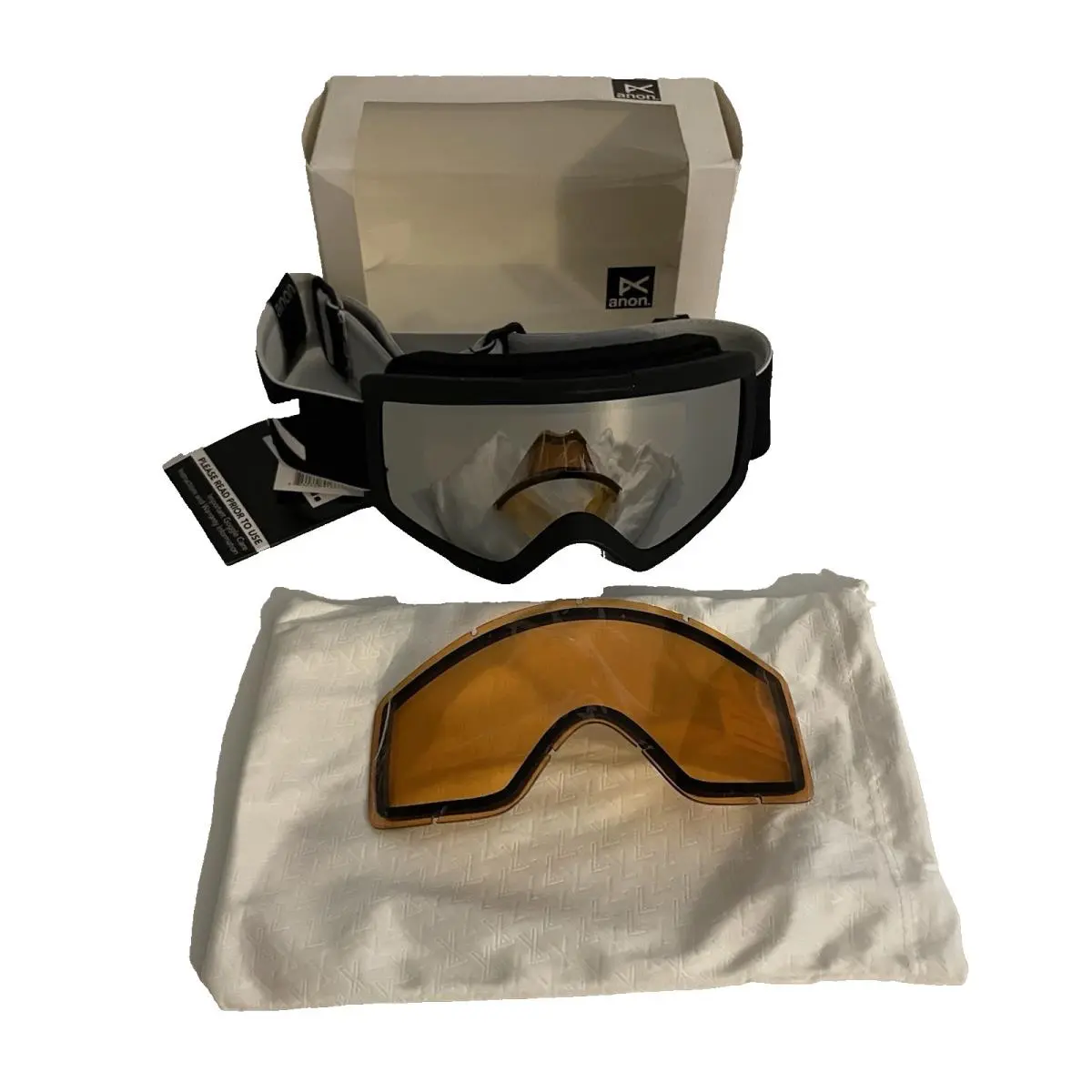Anon Helix 2.0 Goggles with Bonus Lens Ski Snowboard Black Frame Silver Amber