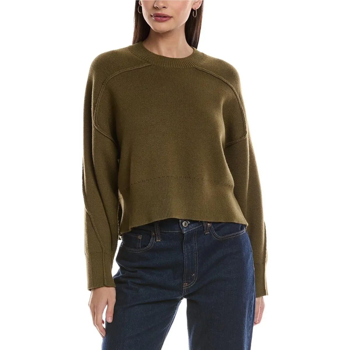 Rag Bone Lysa Crewneck Cotton/wool Blend Olive Pullover Size XS by Rag & Bone
