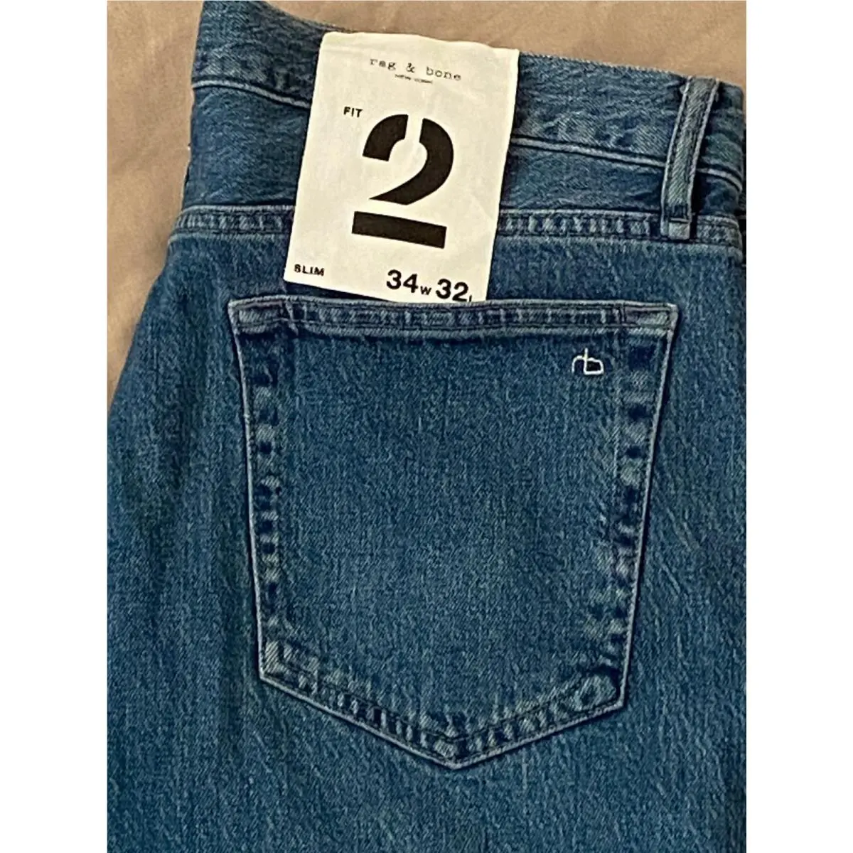 228 Men`s Rag Bone Fit 2 Slim Fit Stretch Denim Blue Jeans 34 x 32 by Rag & Bone