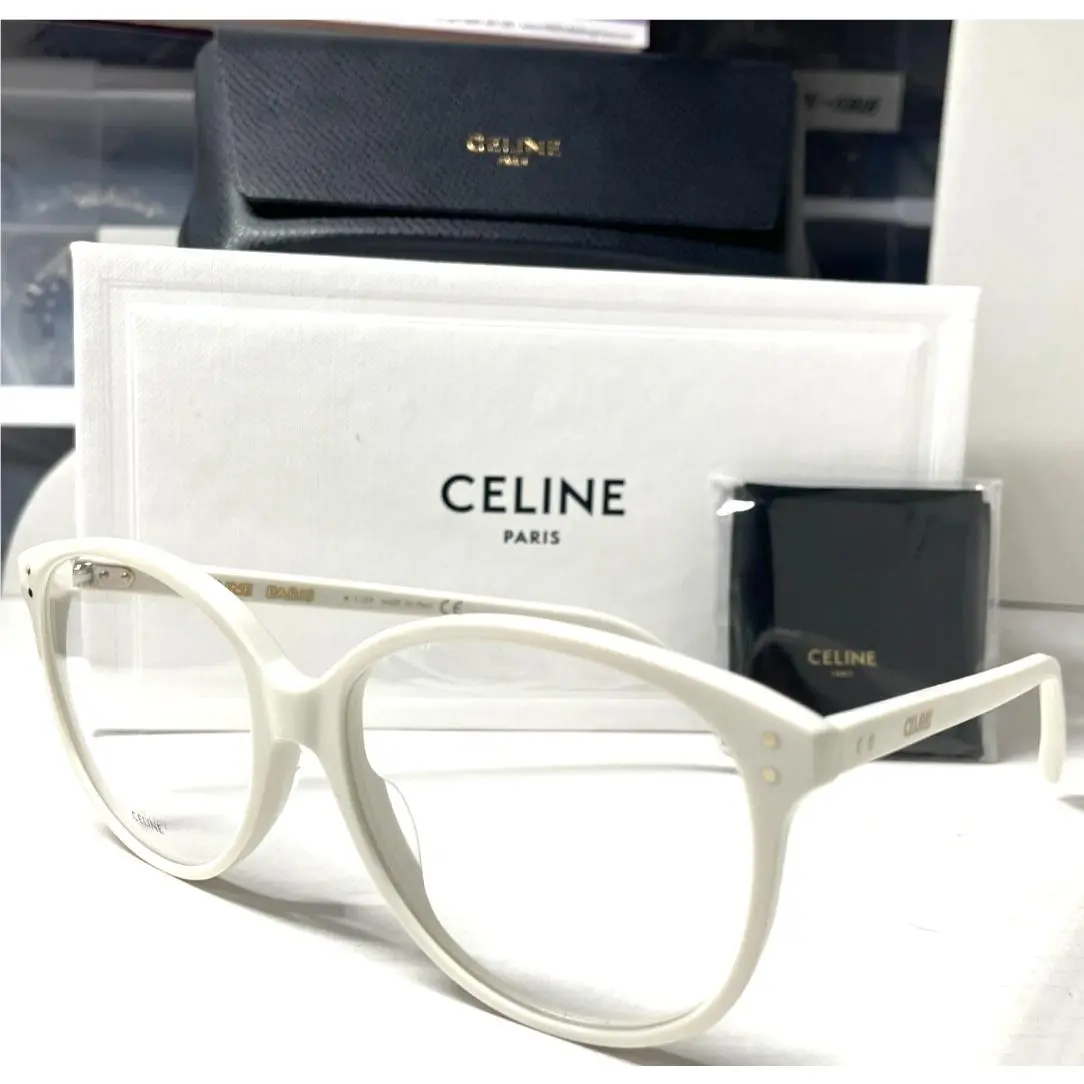 Paris CL50042I 021 Polished White Eyeglasses RX 57-17 by Celine