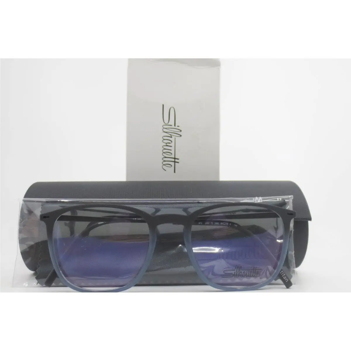 Spx 2962 75 9440 Matte Black Blue Titanium Eyeglass Frames 49mm by Silhouette