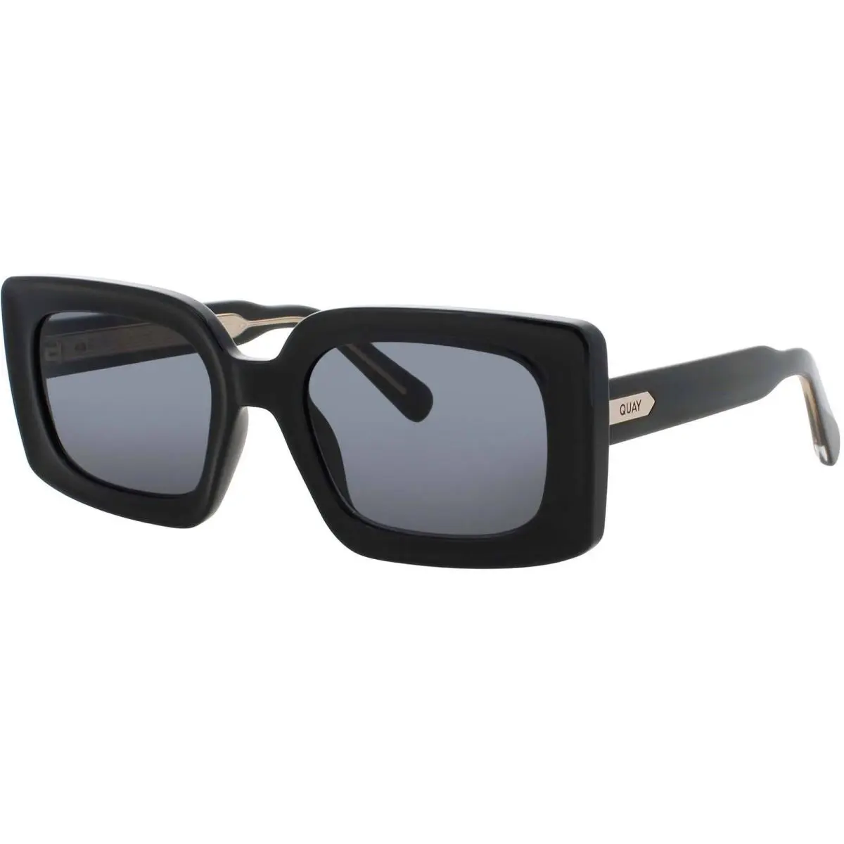 Quay Women`s Sunglasses Black Acetate Full Rim Oversized Frame Talk Show Blk/smk - Frame: Black, Lens: Smoke Grey
