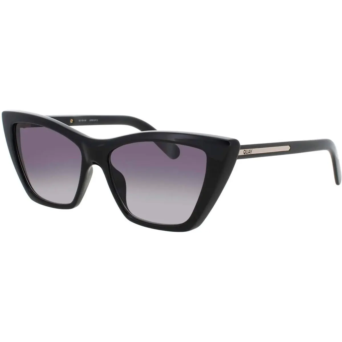 Quay Women`s Sunglasses Black Acetate Full Rim Cat Eye Set IN Stone Blk/smk by QUAY