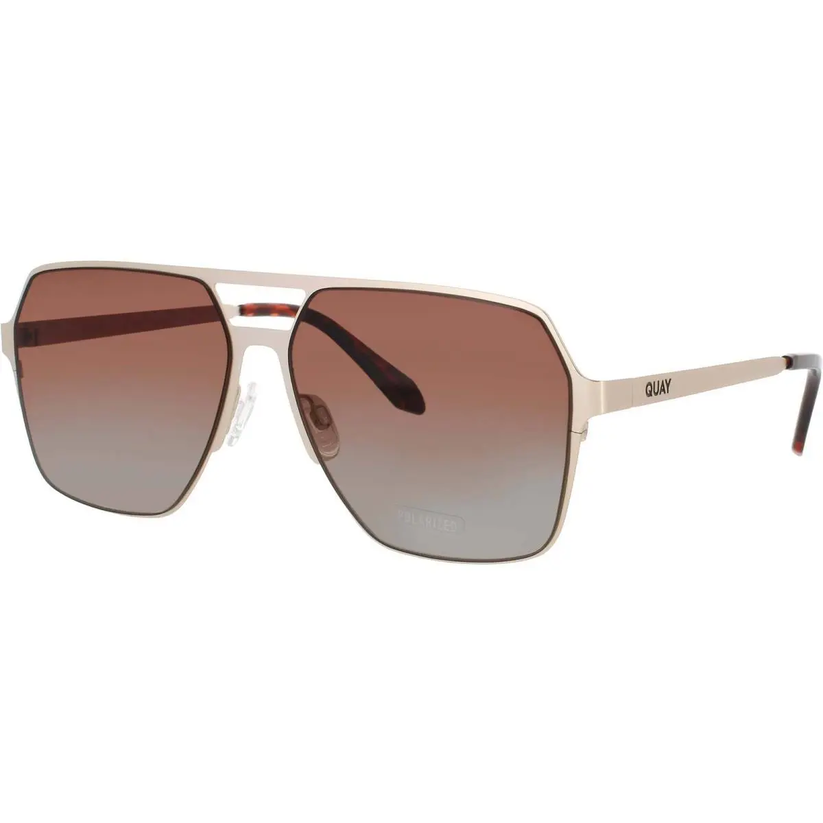 Quay Unisex Sunglasses Gold Metal Full Rim Navigator Backstage Pass Gld/brnpol
