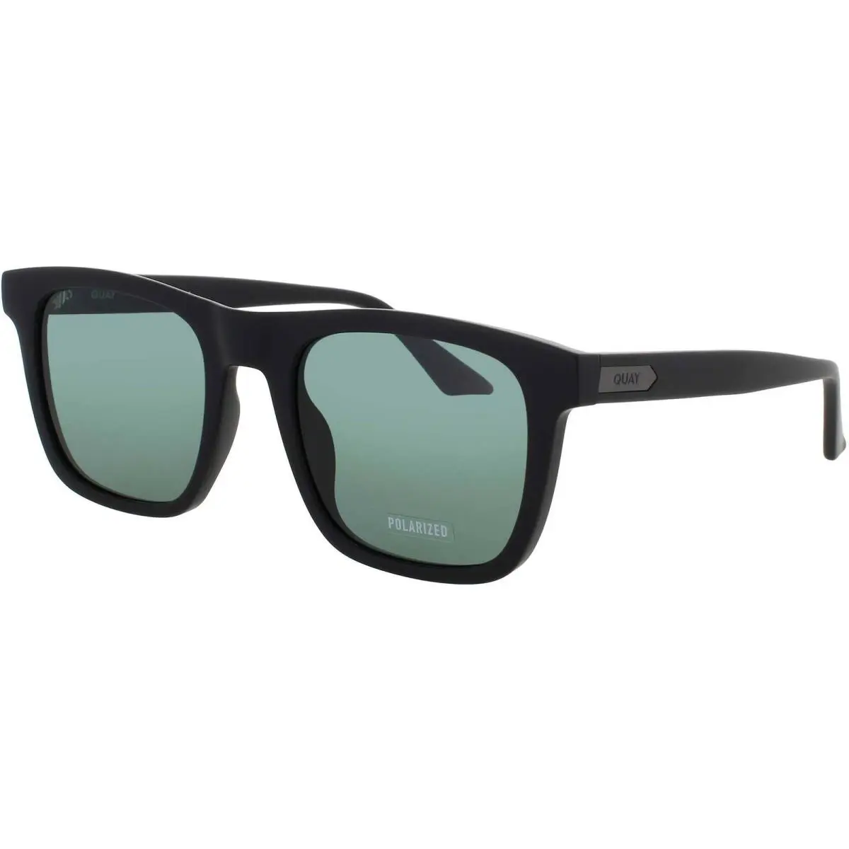Quay Unisex Sunglasses Matte Black Acetate Square Frame Flip Side Mtblk/grnpol by QUAY