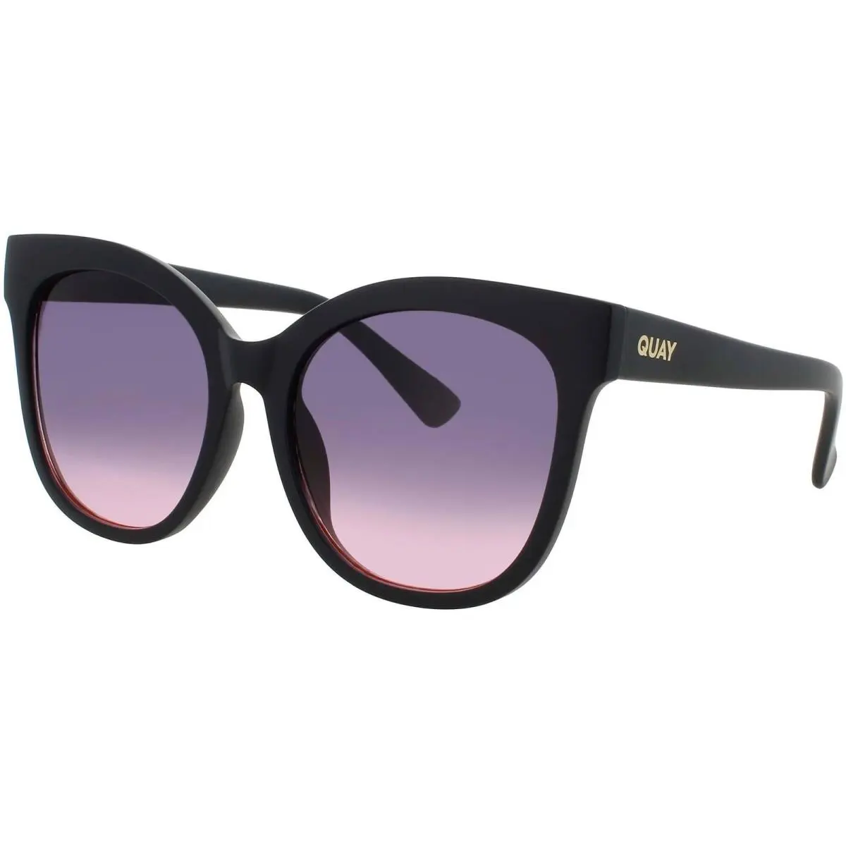 Quay Women`s Sunglasses Matte Black Acetate Cat Eye It`s MY Way Mtblk/blkpnkfd by QUAY