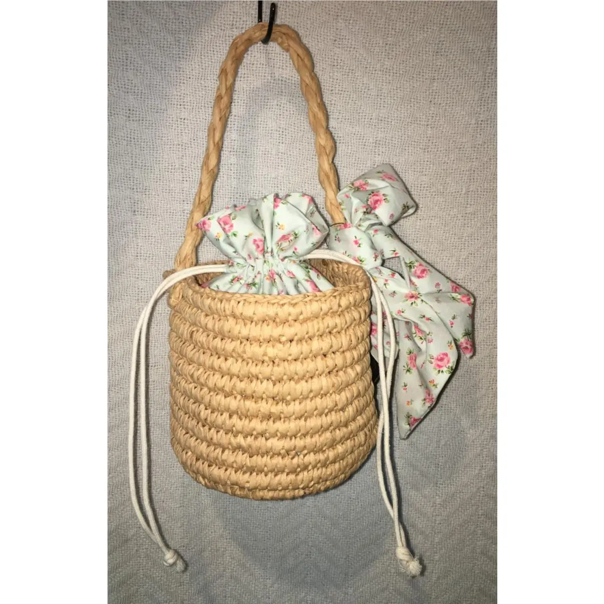 Polo Ralph Lauren Small CW Sprint Iii Natural Basket + Canvas Liner Bucket Bag