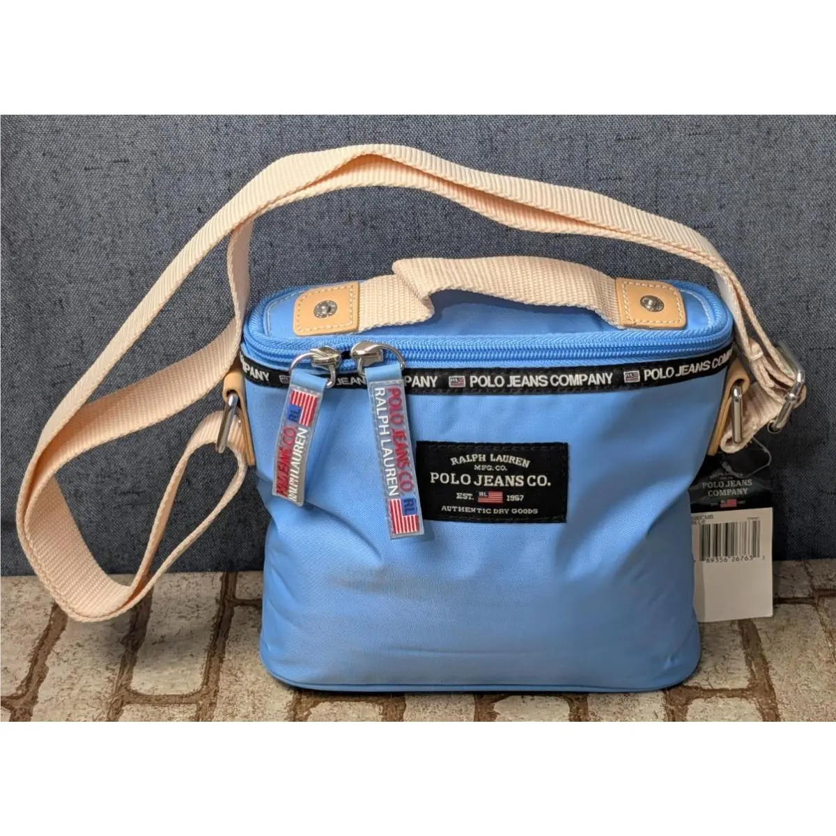 Vtg Polo Jeans Ralph Lauren Blue Nylon Crossbody Adjustable Shoulder Bag 680CMB