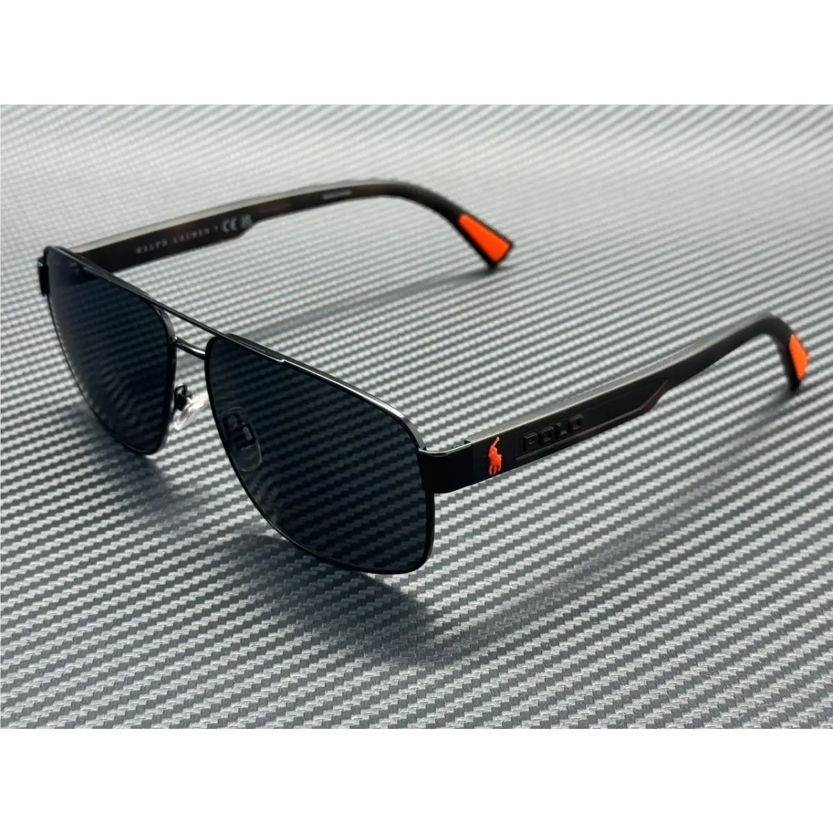 Polo Ralph Lauren PH3165 930487 Semishiny Black Dark Grey Men`s 61 mm Sunglasses