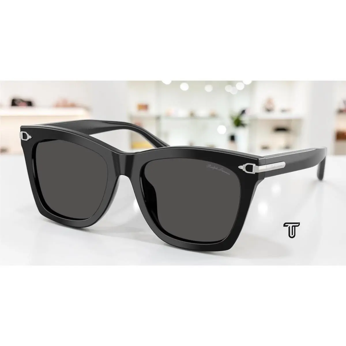 Ralph Lauren RL8235U 500187 Shiny Black Dark Grey 54 mm Women`s Sunglasses