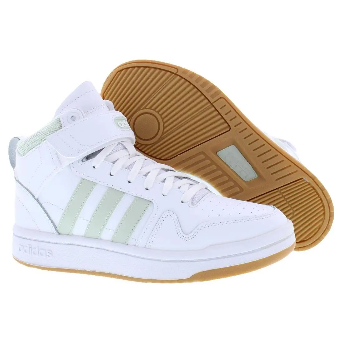 Adidas Postmove Mid Leather Womens Shoes - Cloud White/Linen Green/Gum, Main: White