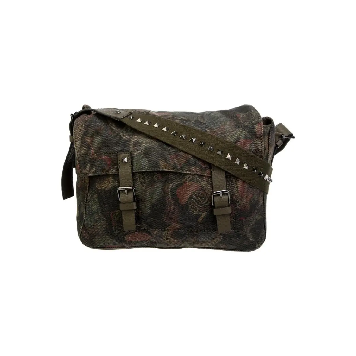 Garavani Rockstud Camubutterfly Canvas Messenger Bag Olive by Valentino