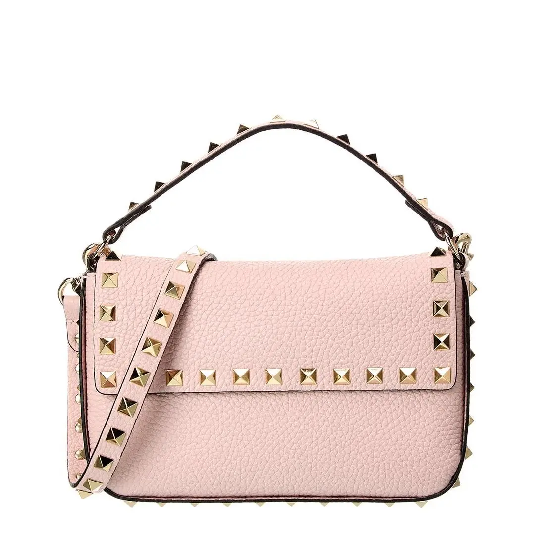 Rockstud Grainy Leather Crossbody Women`s Pink Os by Valentino