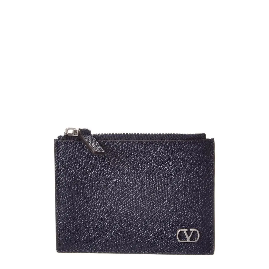 Vlogo Signature Leather Card Case Men`s Blue by Valentino