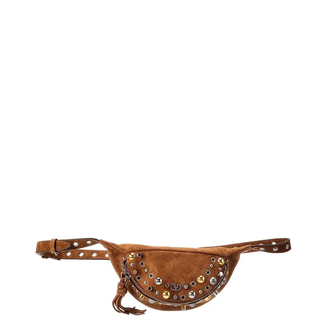 Vlogo Suede Belt Bag Men`s Brown by Valentino
