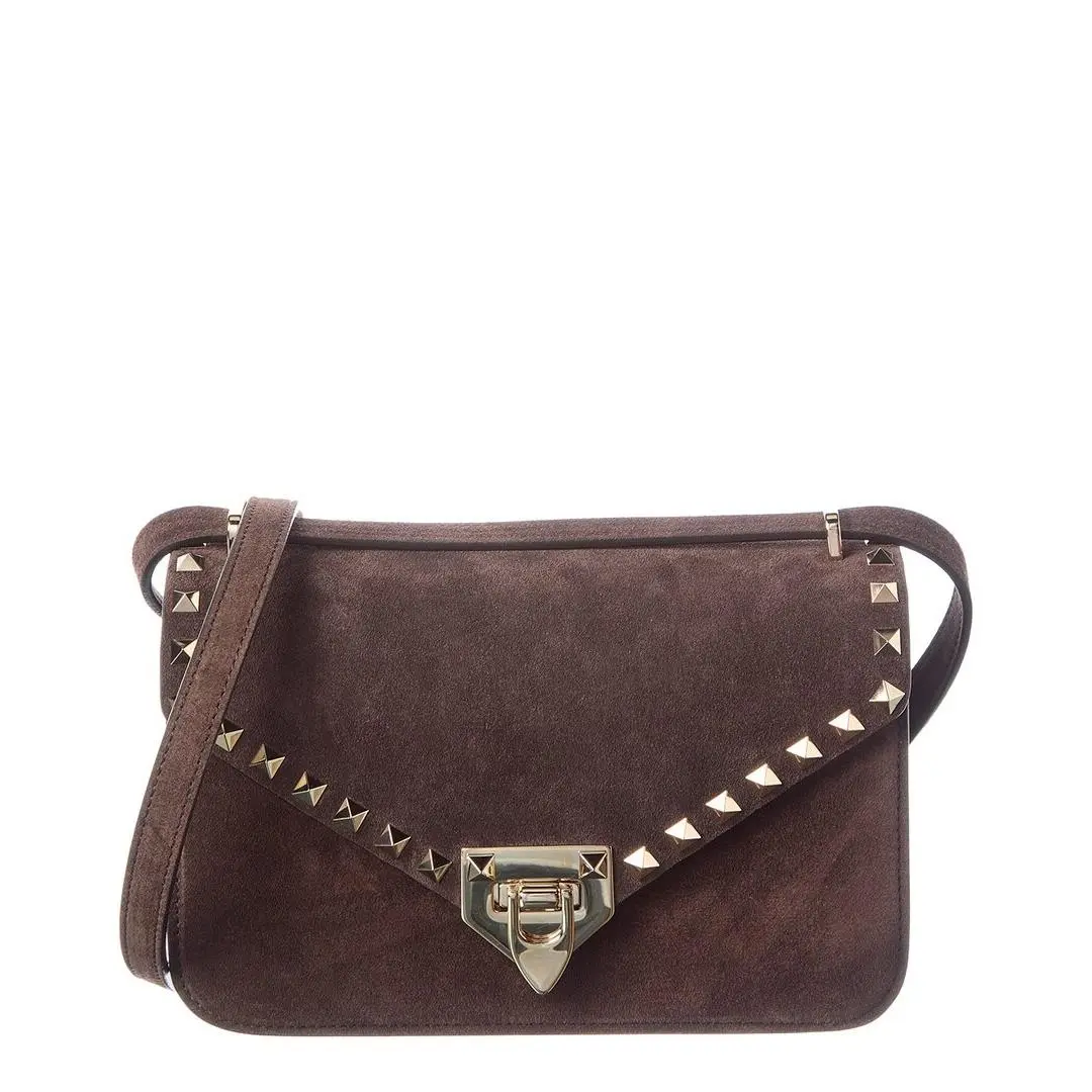 Rockstud Small Suede Shoulder Bag Women`s Brown Os by Valentino