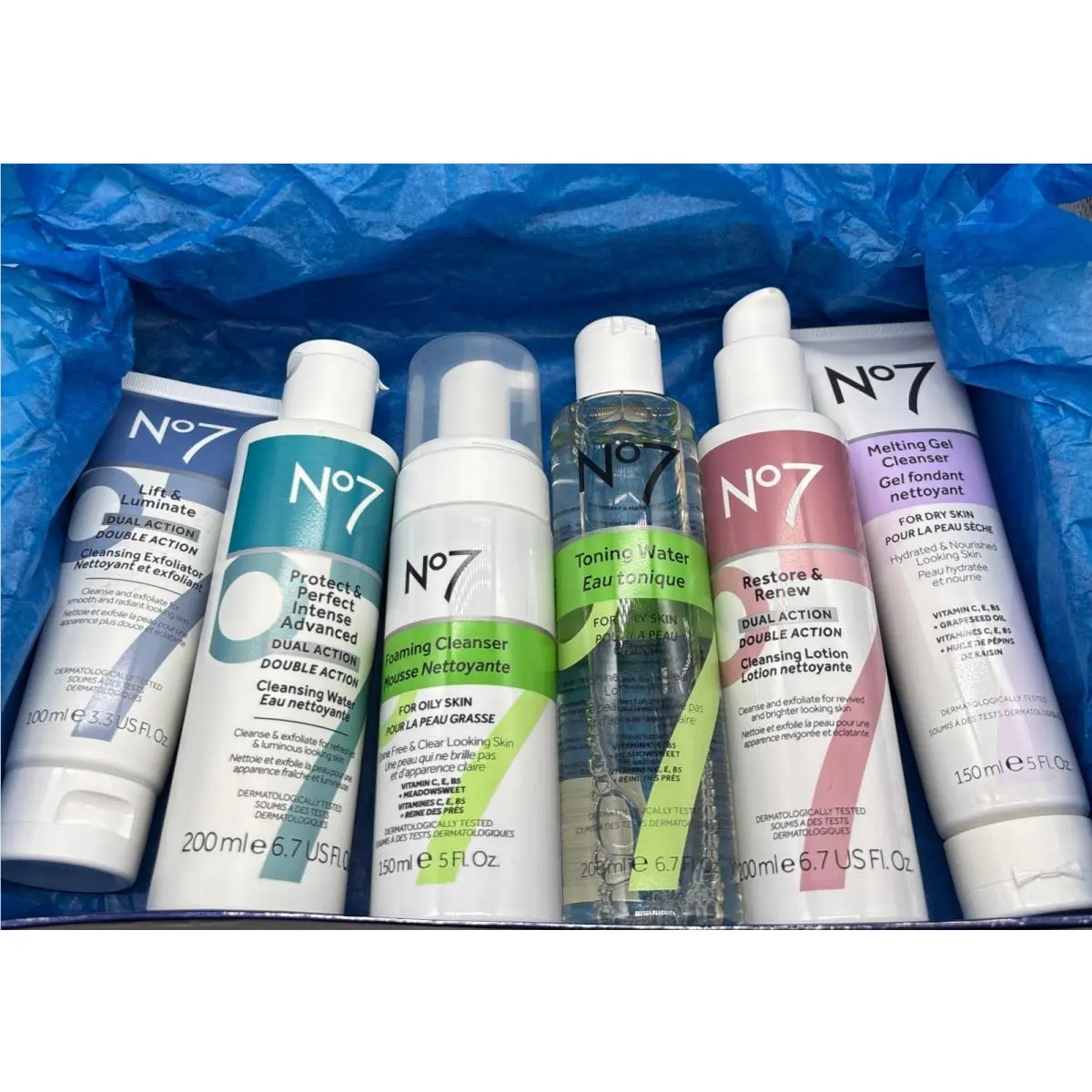NO7 Skincare Cleanser Lot 6 Piece Bundle Protect Perfect Restore Renew Toning by No7