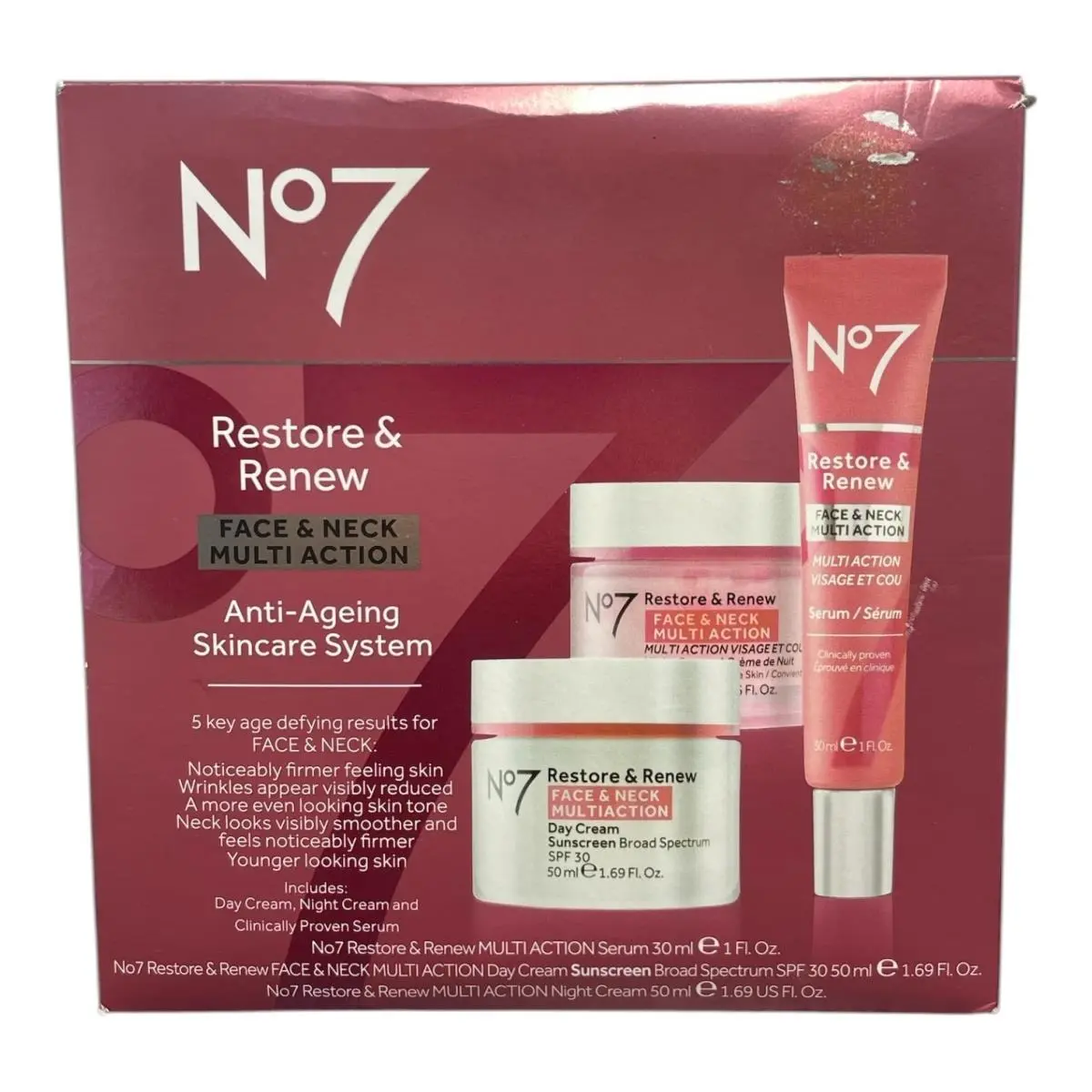 Restore Renew Face Neck Multi Action Anti-ageing Skincare System by No7