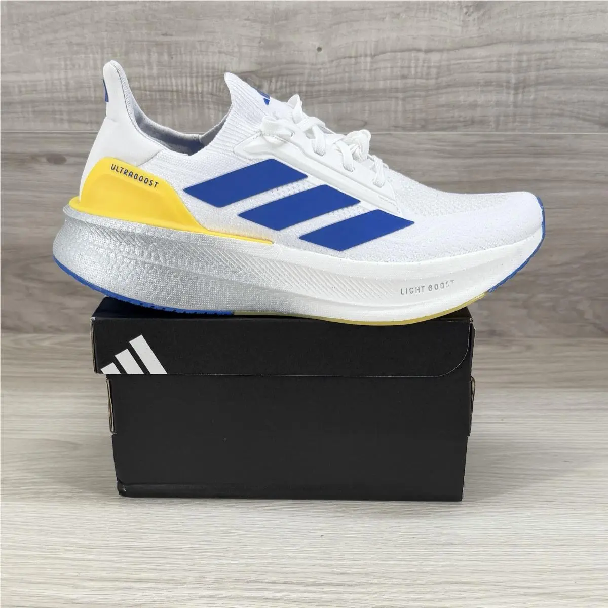 Adidas Ultraboost 5X Running Shoes Mens 10 IH4005 Cloud White Blue Yellow