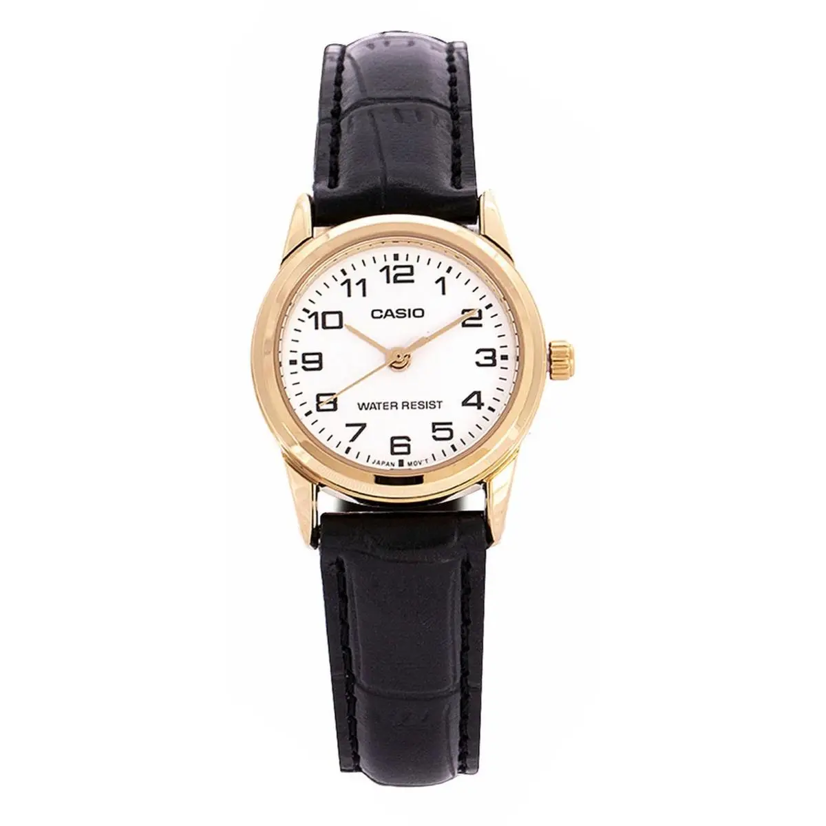 Casio LTP-V001GL-7B Women`s Gold Tone White Easy Reader Dial Leather Band Watch