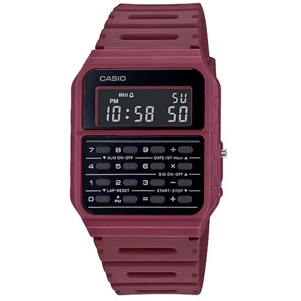 CA-53WF-4B Red Vintage Retro Style Unisex Digital Calculator Watch by Casio