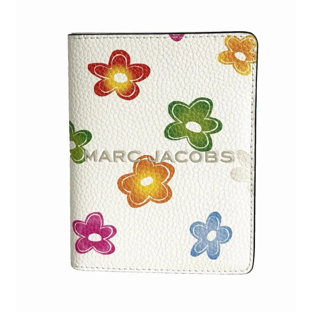 Floral Passport Wallet Pebble Leather White Multi by Marc Jacobs