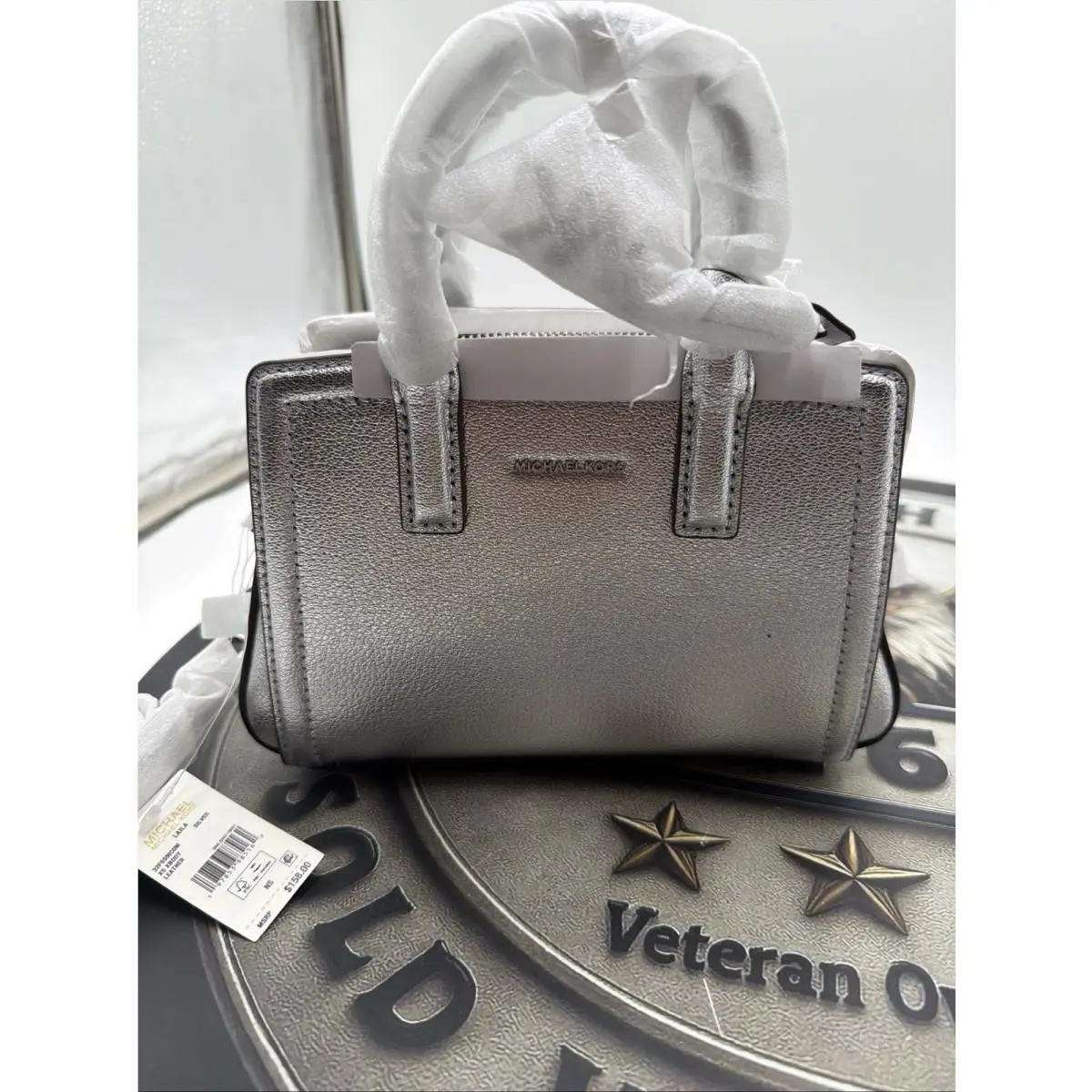 Laila Small Satchel Pebbled Leather Silver‑tone Hardware Top Handle by Michael Kors