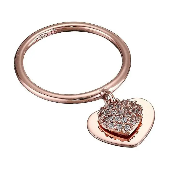 Women`s Rose Gold 925 Sterling Silver Ring Crystal MK Heart Size 8 by Michael Kors
