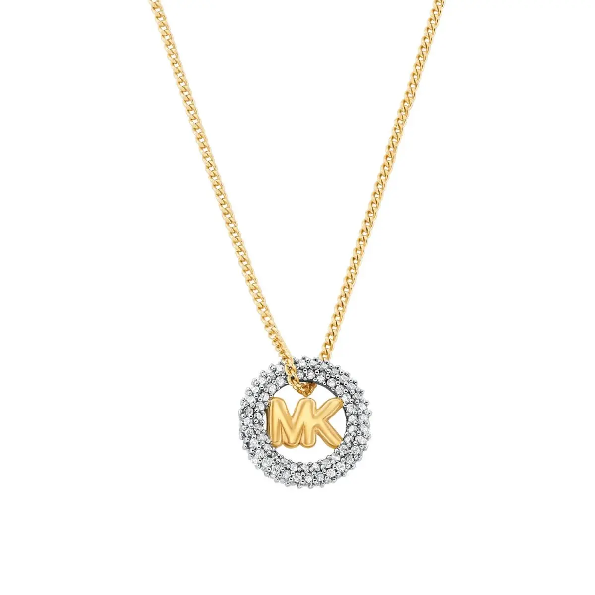 Pave and Logo Charm Two-tone Necklace MKJ8546931 by Michael Kors