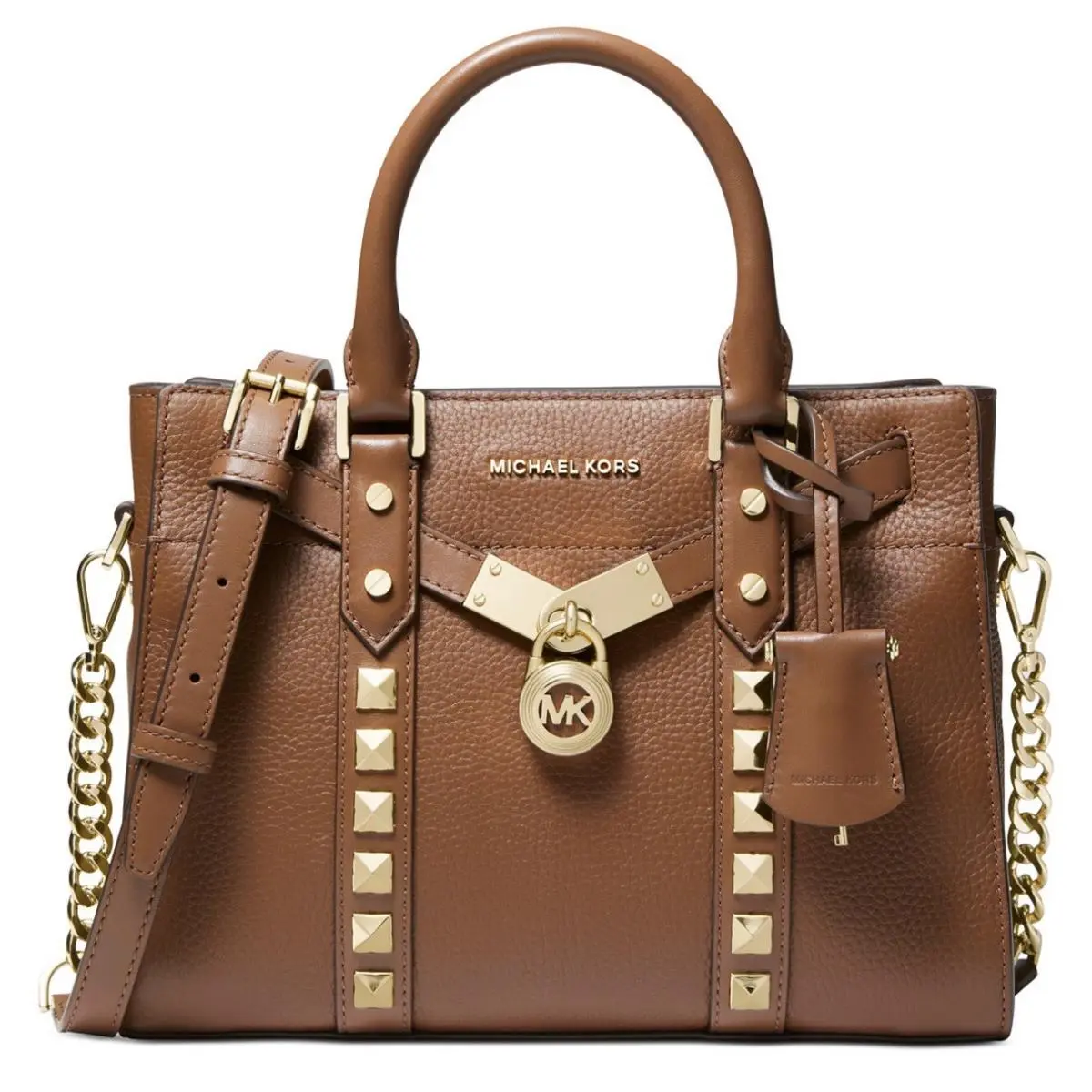 Michael Kors Nouveau Hamilton Small Studded Leather Satchel / Luggage Gold Sm