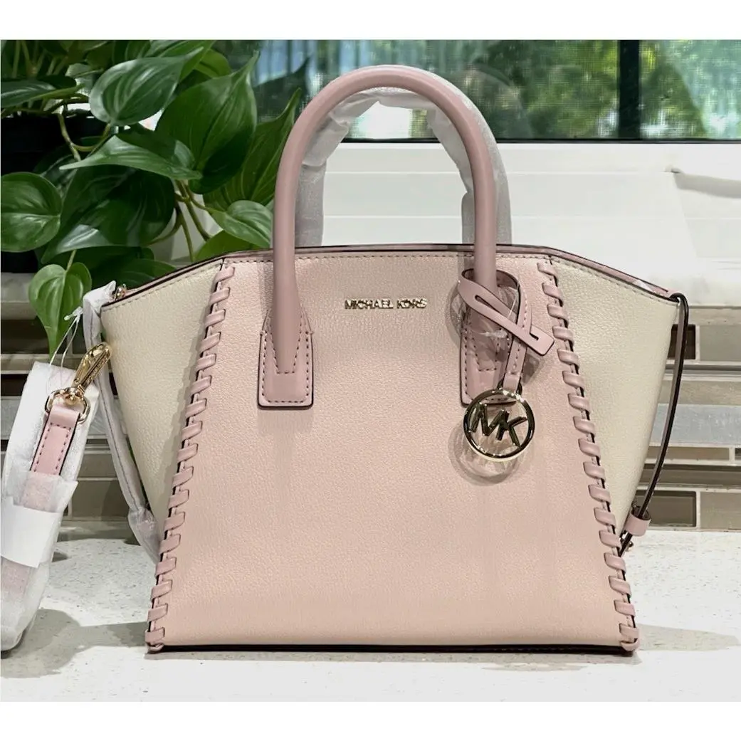 Avril Small Zip Crossbody Braided Satchel Shoulder Bag Blush Pink by Michael Kors