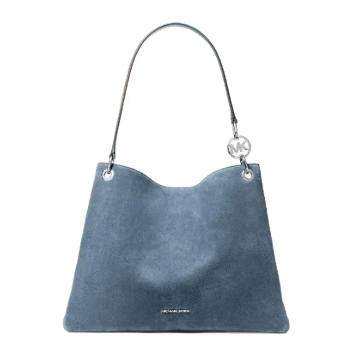 Michael Kors Womens Christina Large Suede Shoulder Bag 35F5S8WE6S-Denim - Exterior: Denim, Hardware: Silver