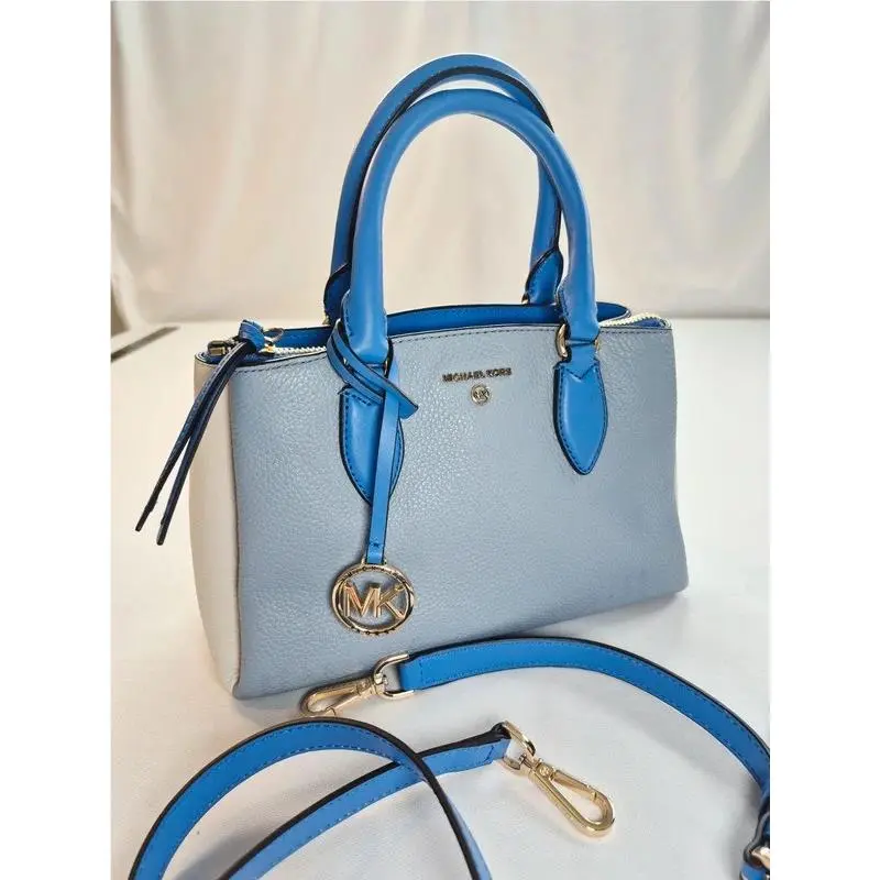 Sheila Handbag Small Pebbled Leather White Blue Crossbody by Michael Kors