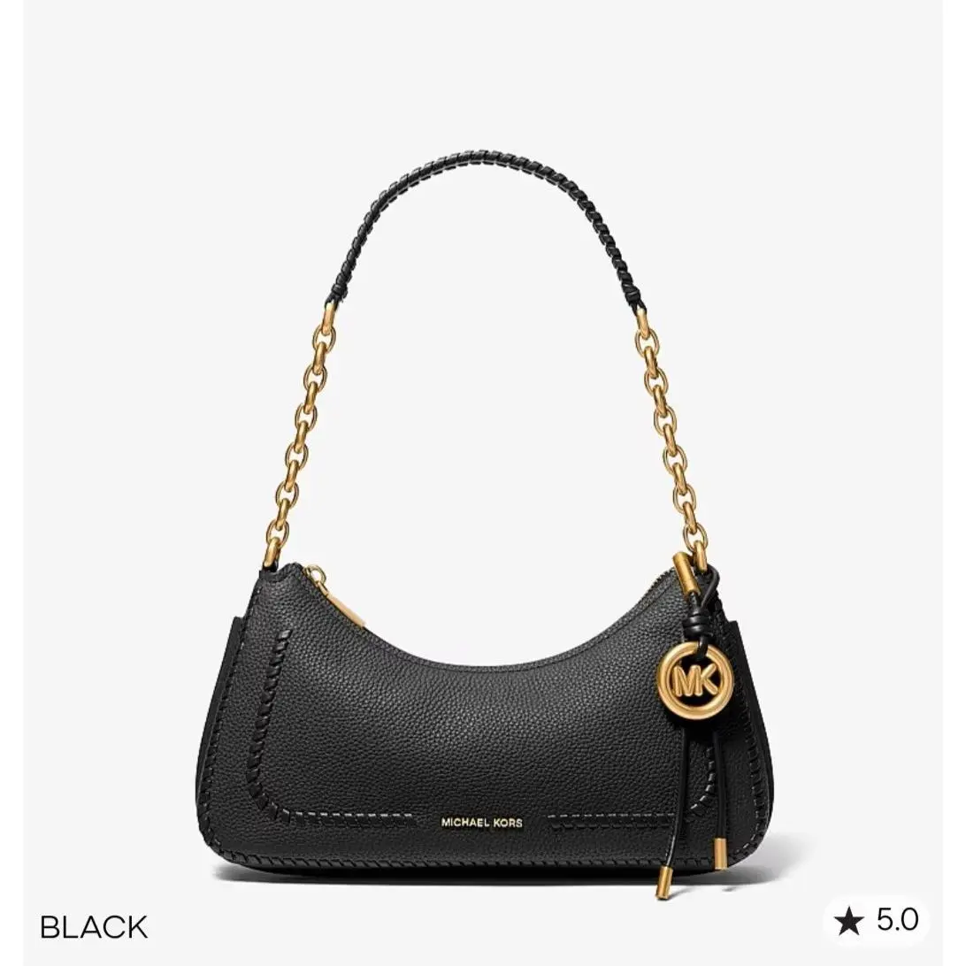 Nolita Bag Medium Whipstitched Leather Chain Pochette MK Black by Michael Kors