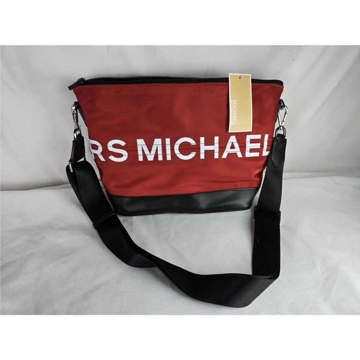 Kenly Large Graphic Logo Nylon Crossbody Bag - Red/white by Michael Kors