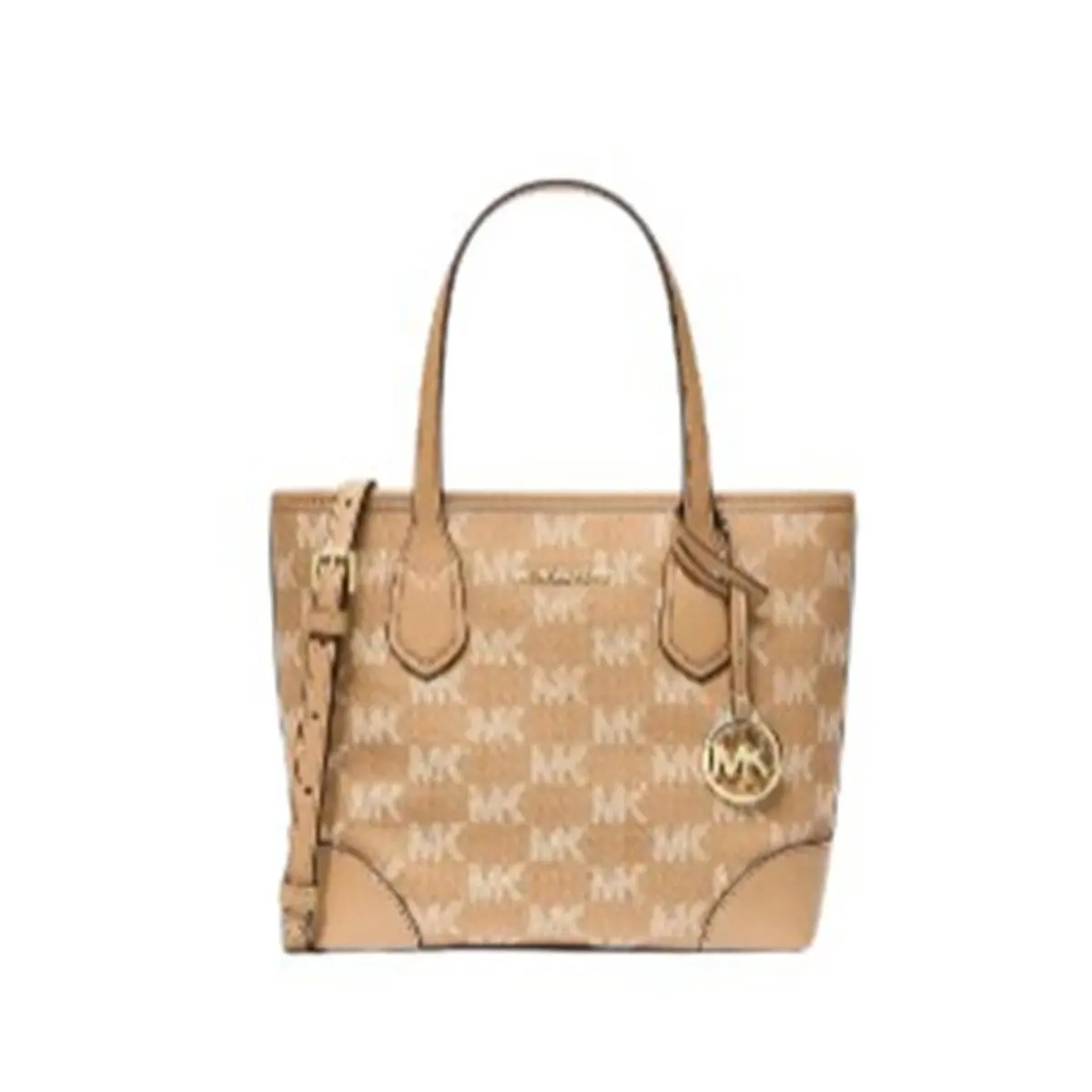 Michael Kors Eva Extra-small Logo Jacquard Convertible Tote Bag 35S6GV0T0C-222 - Exterior: Camel, Hardware: Gold