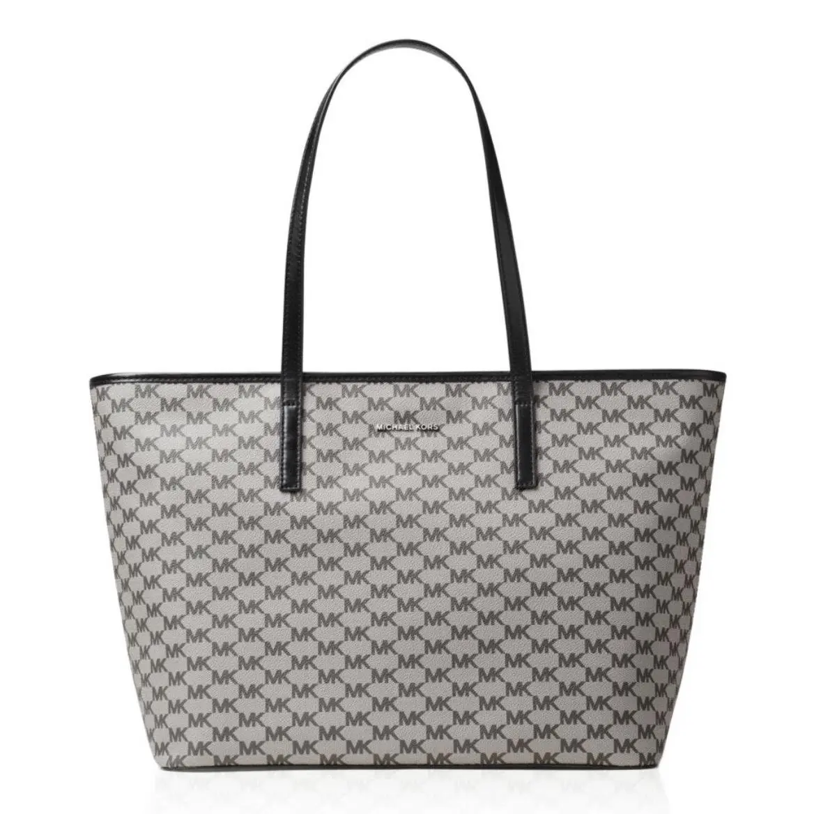 Emry Top Zip Large Tote Color Black Coated Canvas Silver Hardware by Michael Kors