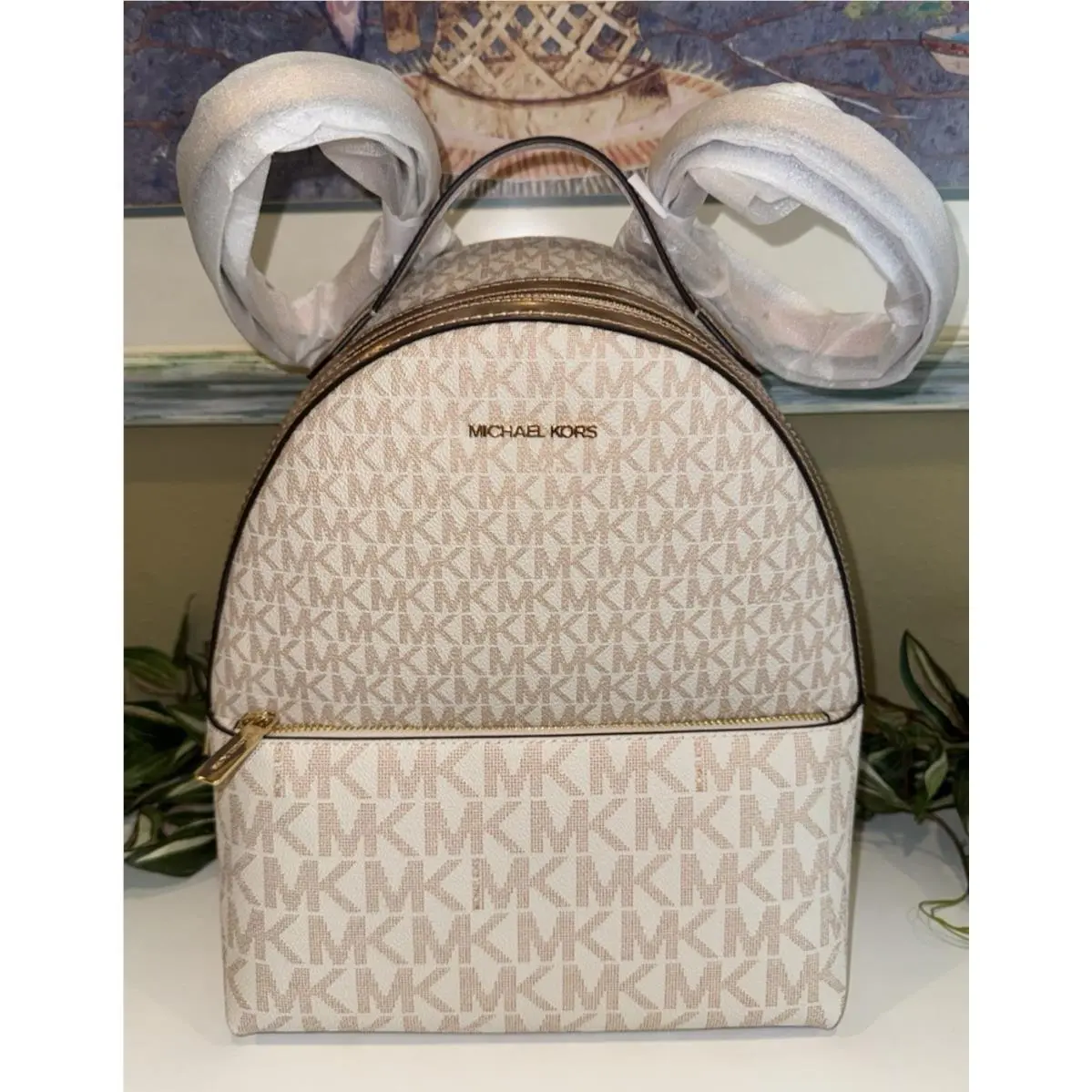 Sheila Medium Zip Backpack Bag Travel Trip Tote MK Logo Rose Gold by Michael Kors