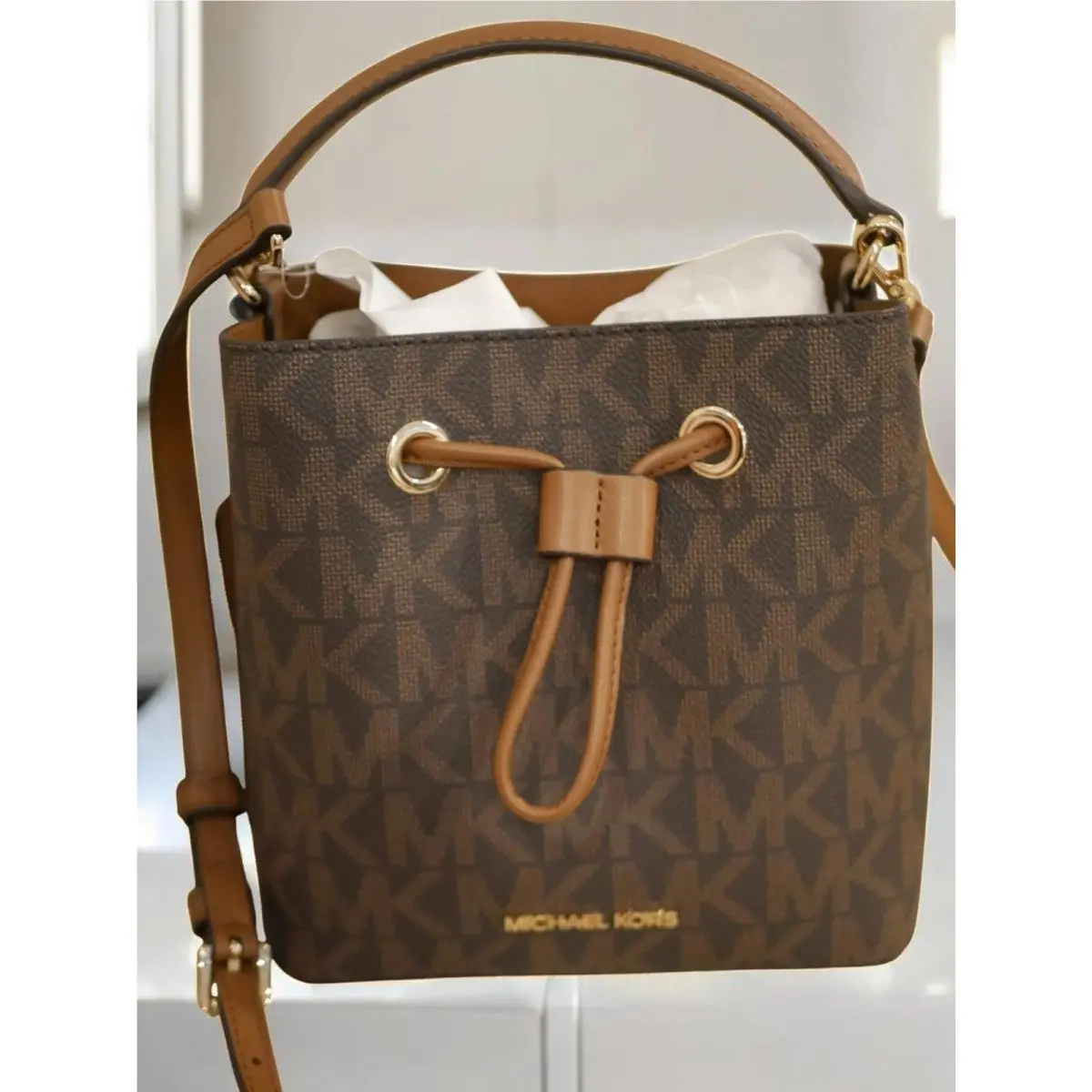 WT  Small Bucket Crossbody Purse Brown Suri by Michael Kors