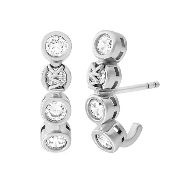 Silver Tone 4 Bezel Crystals Cubic Zirconia CZ Climber Earrings by Michael Kors